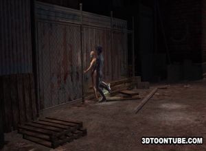 Монстр трахает лысую 3D хентай